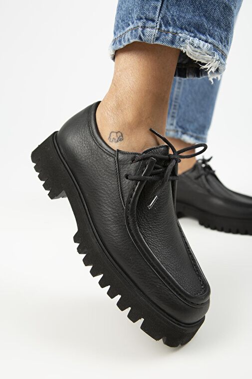 Manijero Siyah Kadın Deri Günlük Ayakkabı MNJ.118.01 - Görsel 7