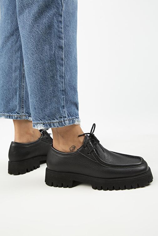 Manijero Siyah Kadın Deri Günlük Ayakkabı MNJ.118.01 - Görsel 8