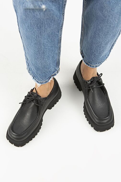 Manijero Siyah Kadın Deri Günlük Ayakkabı MNJ.118.01 - Görsel 9