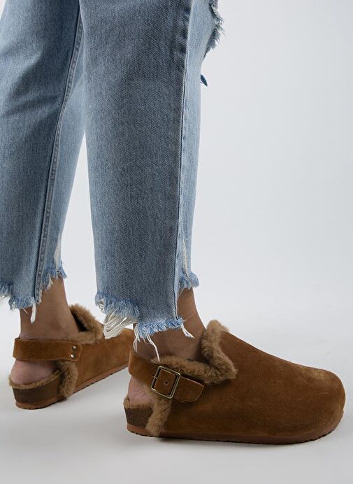 Manijero Taba Kadın Deri - Kürklü Sandalet MNJ.100.12 - Görsel 2