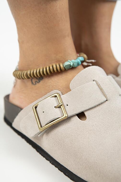 Manijero Bej Kadın Süet Terlik MNJ.119.02 - Görsel 6