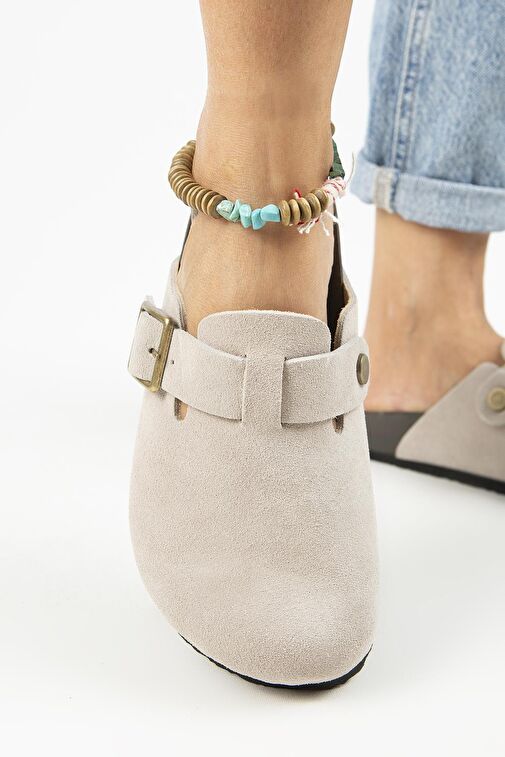 Manijero Bej Kadın Süet Terlik MNJ.119.02 - Görsel 7