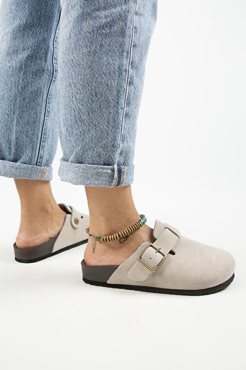 Manijero Bej Kadın Süet Terlik MNJ.119.02 - Görsel 8