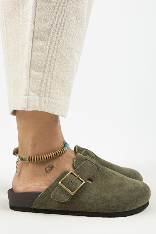 Manijero Haki Kadın Süet Terlik MNJ.119.03 - Görsel 3