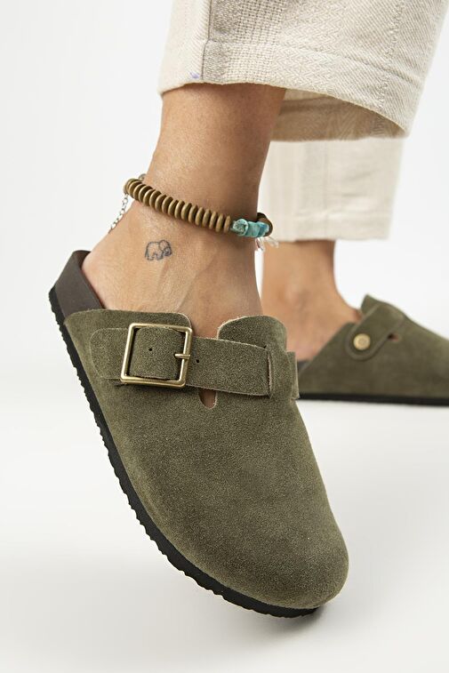 Manijero Haki Kadın Süet Terlik MNJ.119.03 - Görsel 6