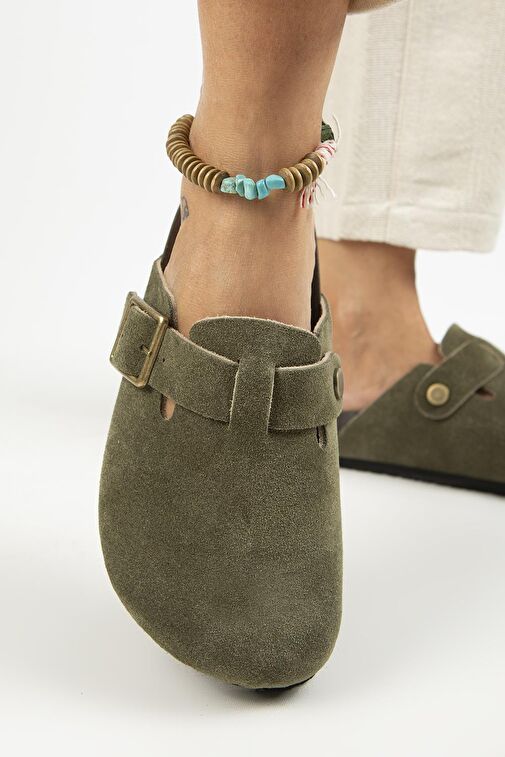 Manijero Haki Kadın Süet Terlik MNJ.119.03 - Görsel 9