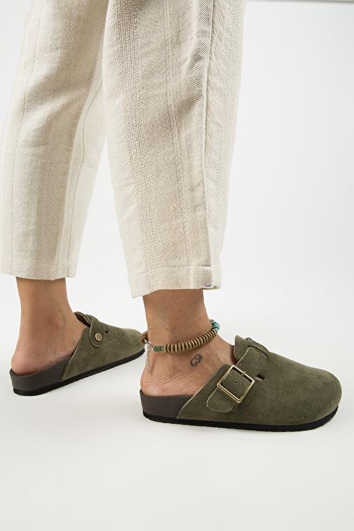 Manijero Haki Kadın Süet Terlik MNJ.119.03 - Görsel 10