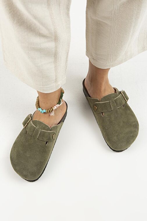 Manijero Haki Kadın Süet Terlik MNJ.119.03 - Görsel 11