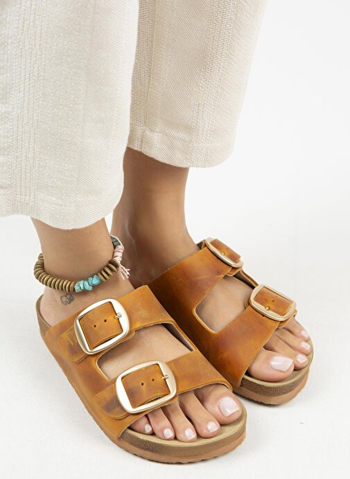 Manijero Taba Kadın Deri Terlik MNJ.121.01 - Görsel 3