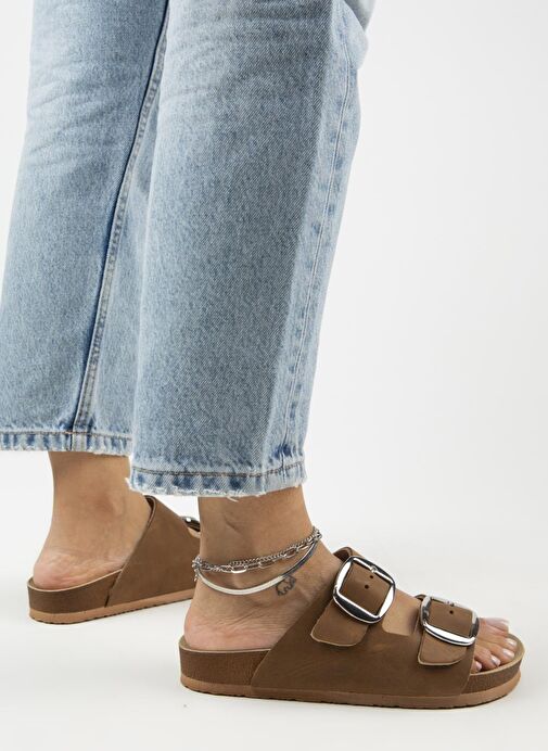 Manijero Kahverengi Kadın Deri Terlik MNJ.121.06 - Görsel 7