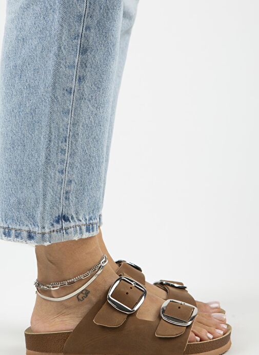 Manijero Kahverengi Kadın Deri Terlik MNJ.121.06 - Görsel 2