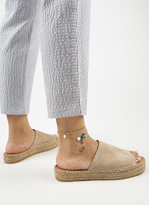 Manijero Bej Kadın Süet Terlik MNJ.122.01 - Görsel 7