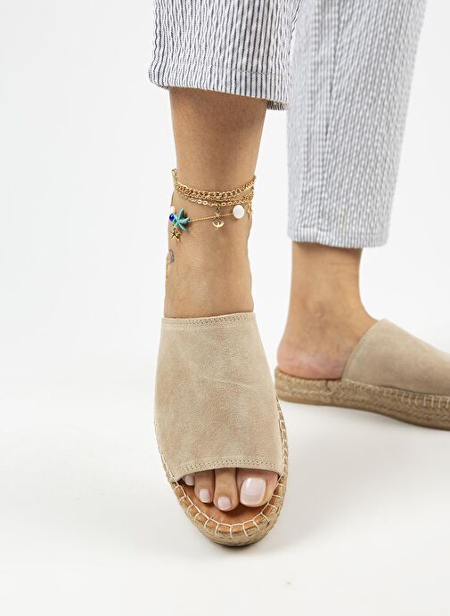 Manijero Bej Kadın Süet Terlik MNJ.122.01 - Görsel 6