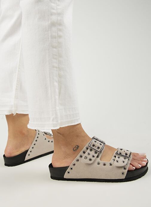 Manijero Bej Kadın Süet Terlik MNJ.123.01 - Görsel 7