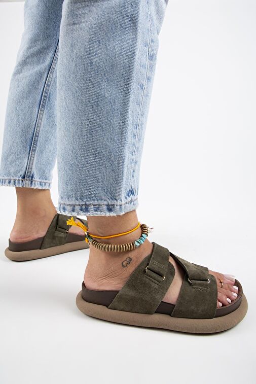 Manijero Haki Kadın Süet Terlik MNJ.131.04 - Görsel 7