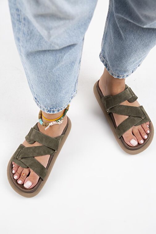 Manijero Haki Kadın Süet Terlik MNJ.131.04 - Görsel 8