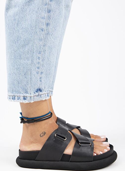 Manijero Siyah Kadın Deri Terlik MNJ.131.05 - Görsel 3