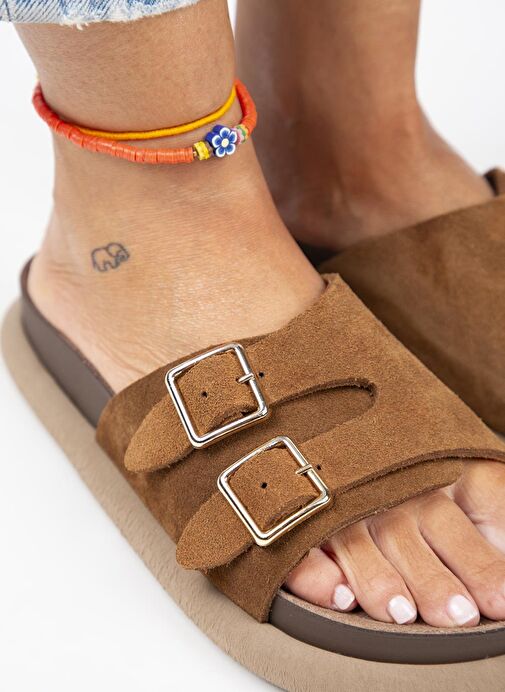 Manijero Taba Kadın Süet Terlik MNJ.132.03 - Görsel 5