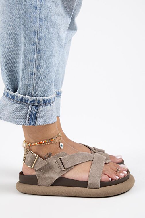 Manijero Vizon Kadın Süet Sandalet MNJ.133.02 - Görsel 3