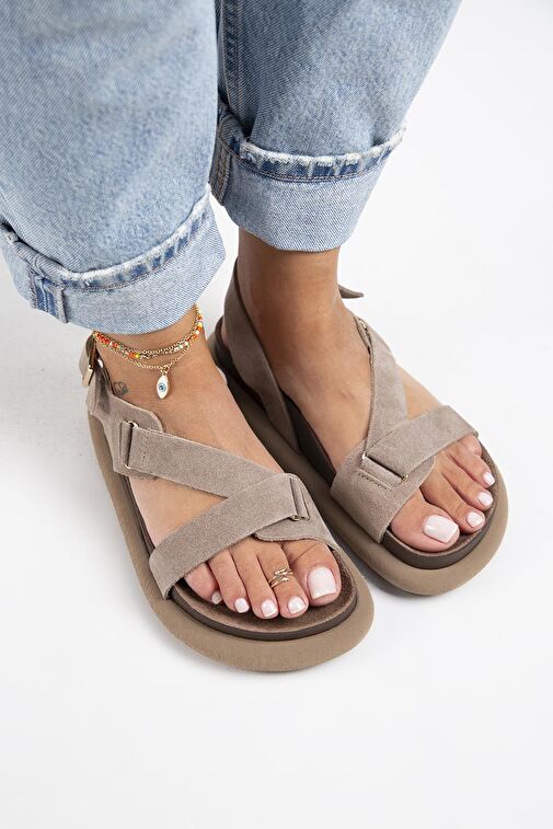 Manijero Vizon Kadın Süet Sandalet MNJ.133.02 - Görsel 4