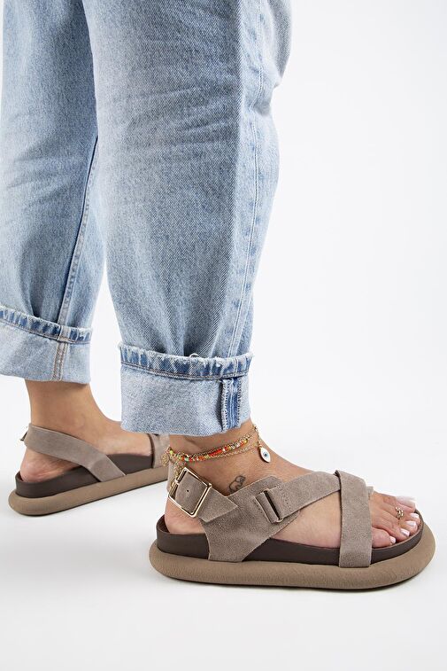 Manijero Vizon Kadın Süet Sandalet MNJ.133.02 - Görsel 7