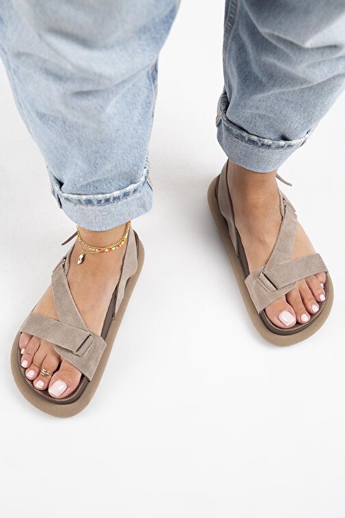 Manijero Vizon Kadın Süet Sandalet MNJ.133.02 - Görsel 9