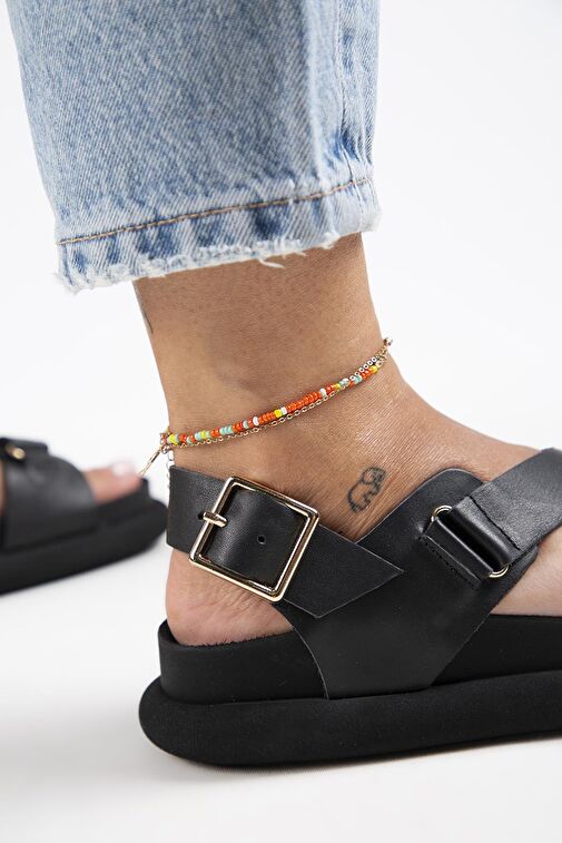 Manijero Siyah Kadın Deri Sandalet MNJ.133.05 - Görsel 8