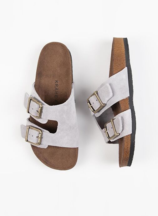 Krahe Gri Deri Terlik MNJ.134.03 - Görsel 3