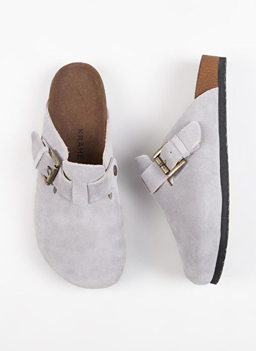 Krahe Gri Kadın Süet Terlik MNJ.135.03 - Görsel 2