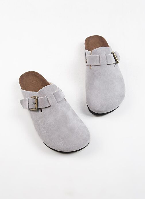 Krahe Gri Kadın Süet Terlik MNJ.135.03 - Görsel 5