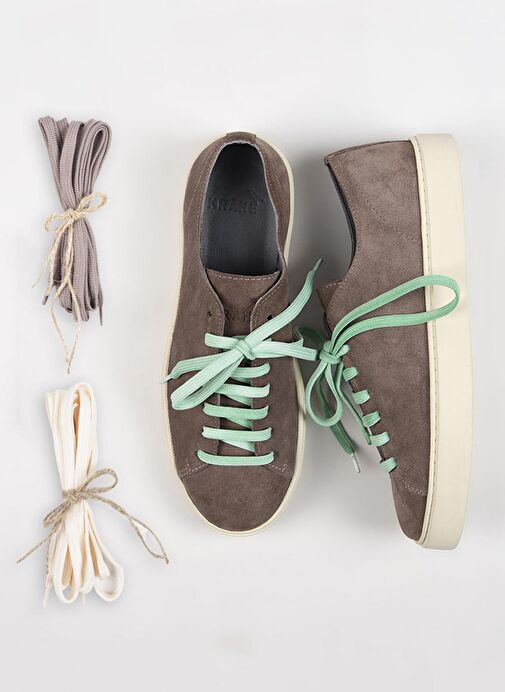 Krahe Ares Erkek Hakiki Deri El Boyamalı Bağcık Ve İki Yedek Bağcıklı Vizon Sneakers - Görsel 2