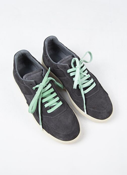 Krahe Zeus Erkek Hakiki Deri El Boyamalı Bağcık Ve İki Yedek Bağcıklı Antrasit Sneakers - Görsel 4