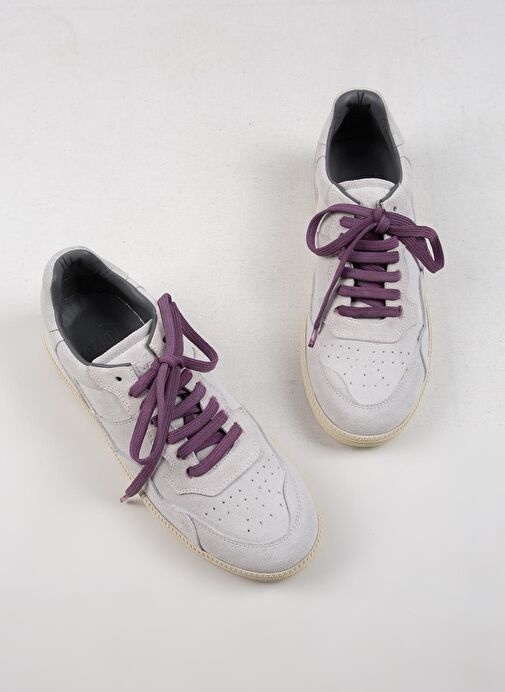 Krahe Zeus Erkek Hakiki Deri El Boyamalı Bağcık Ve İki Yedek Bağcıklı Beyaz Sneakers - Görsel 6