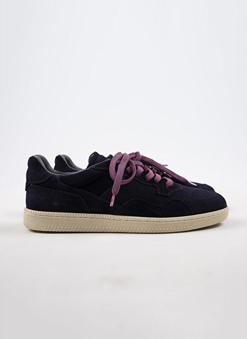 Krahe Zeus Erkek Hakiki Deri El Boyamalı Bağcık Ve İki Yedek Bağcıklı Lacivert Sneakers - Görsel 3