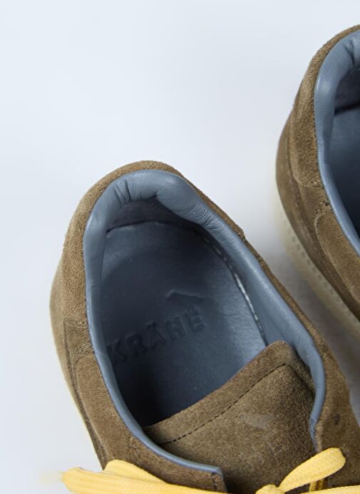 Krahe Zeus Erkek Hakiki Deri El Boyamalı Bağcık Ve İki Yedek Bağcıklı Haki Sneakers - Görsel 6