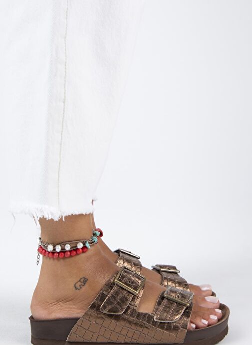 Manijero Bakır Kadın Deri Terlik MNJ.141.01 - Görsel 3