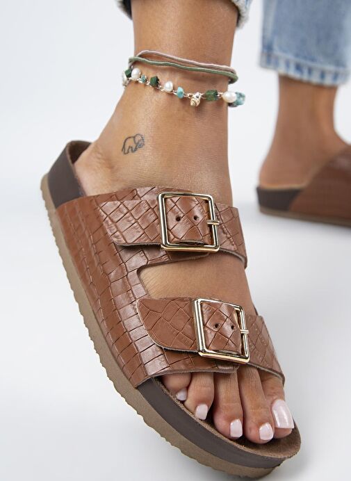 Manijero Taba Kadın Deri Terlik MNJ.141.03 - Görsel 6