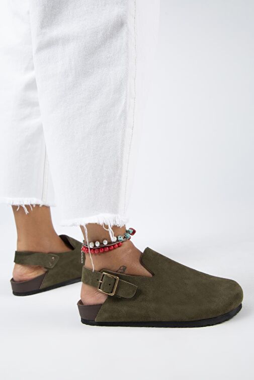 Manijero Haki Kadın Süet Sandalet MNJ.142.03 - Görsel 3