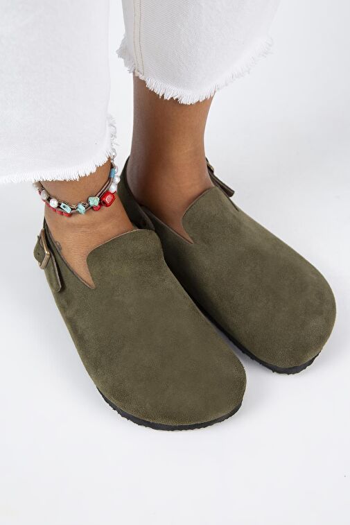 Manijero Haki Kadın Süet Sandalet MNJ.142.03 - Görsel 4