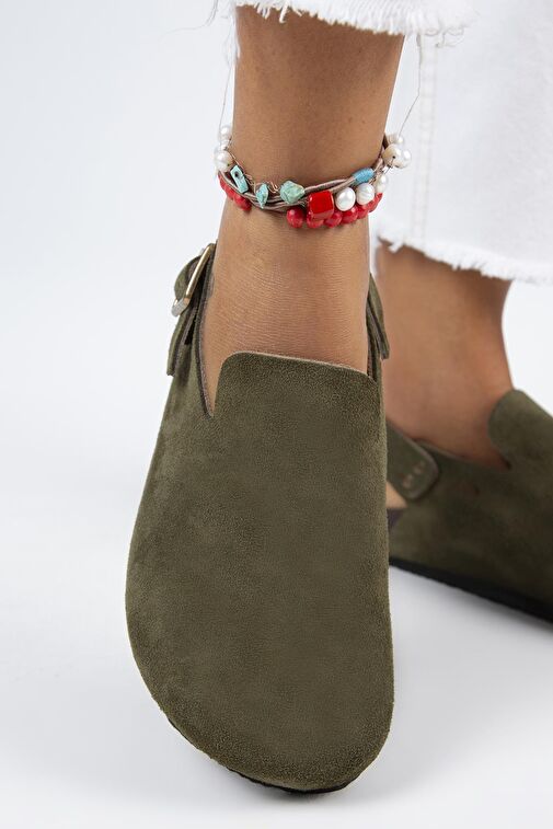 Manijero Haki Kadın Süet Sandalet MNJ.142.03 - Görsel 5