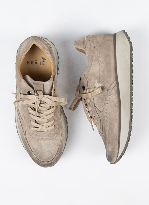Krahe Calista Erkek Hakiki Deri Bağcıklı Bej Sneakers - Görsel 2