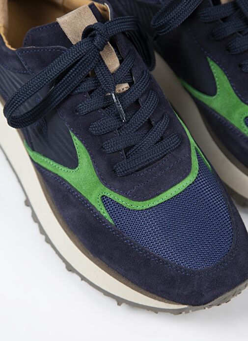 Krahe Calista Erkek Hakiki Deri Bağcıklı Laci-Yeşil Sneakers - Görsel 10