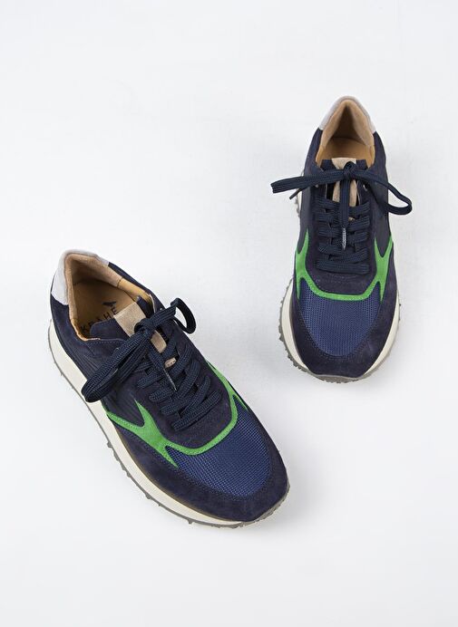 Krahe Calista Erkek Hakiki Deri Bağcıklı Laci-Yeşil Sneakers - Görsel 2