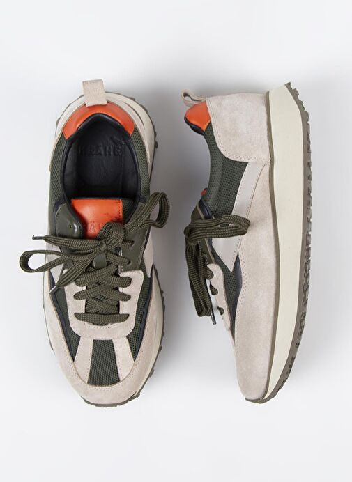 Krahe Bej-Haki Erkek Deri - Kumaş Sneaker MNJ.145.01 - Görsel 2