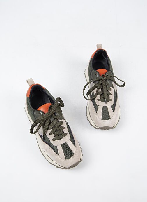 Krahe Bej-Haki Erkek Deri - Kumaş Sneaker MNJ.145.01 - Görsel 4