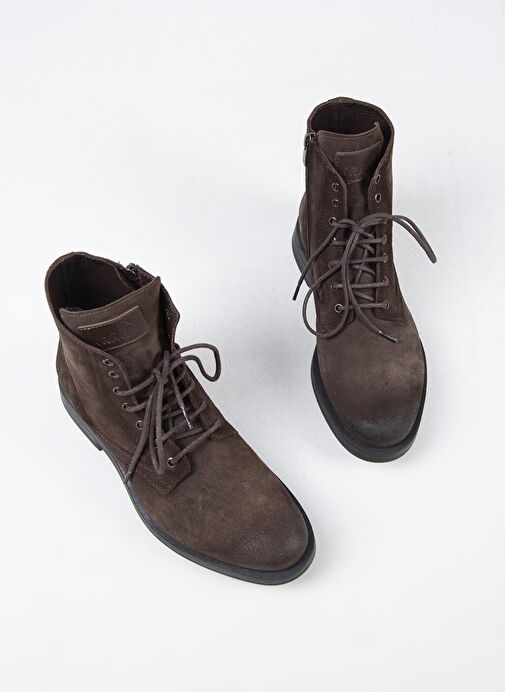 Krahe Zeno Erkek Hakiki Deri Bağcıklı Fermuarlı Kahve Bot - Görsel 6