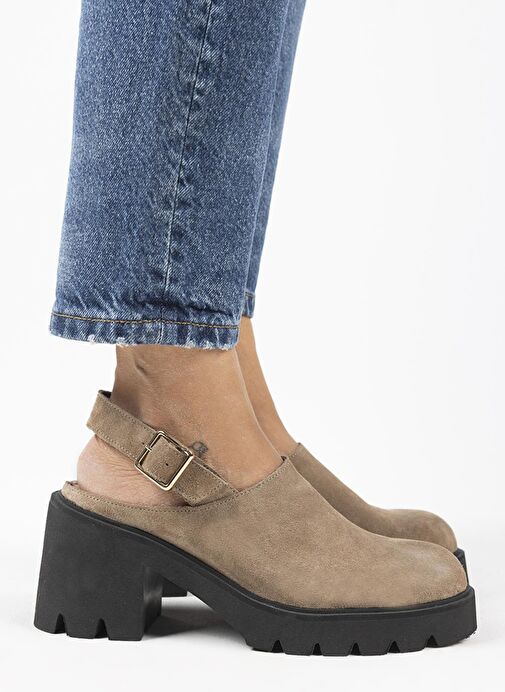 Manijero Carleen Kadın Hakiki Deri Sabo Kemerli Vizon Sandalet - Görsel 2