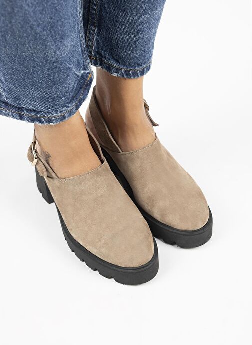 Manijero Carleen Kadın Hakiki Deri Sabo Kemerli Vizon Sandalet - Görsel 4