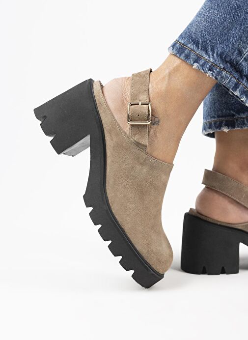 Manijero Carleen Kadın Hakiki Deri Sabo Kemerli Vizon Sandalet - Görsel 5