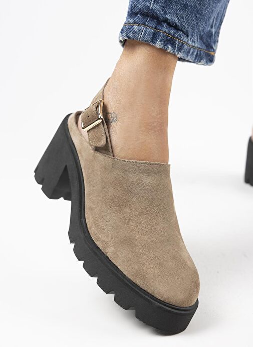 Manijero Carleen Kadın Hakiki Deri Sabo Kemerli Vizon Sandalet - Görsel 3